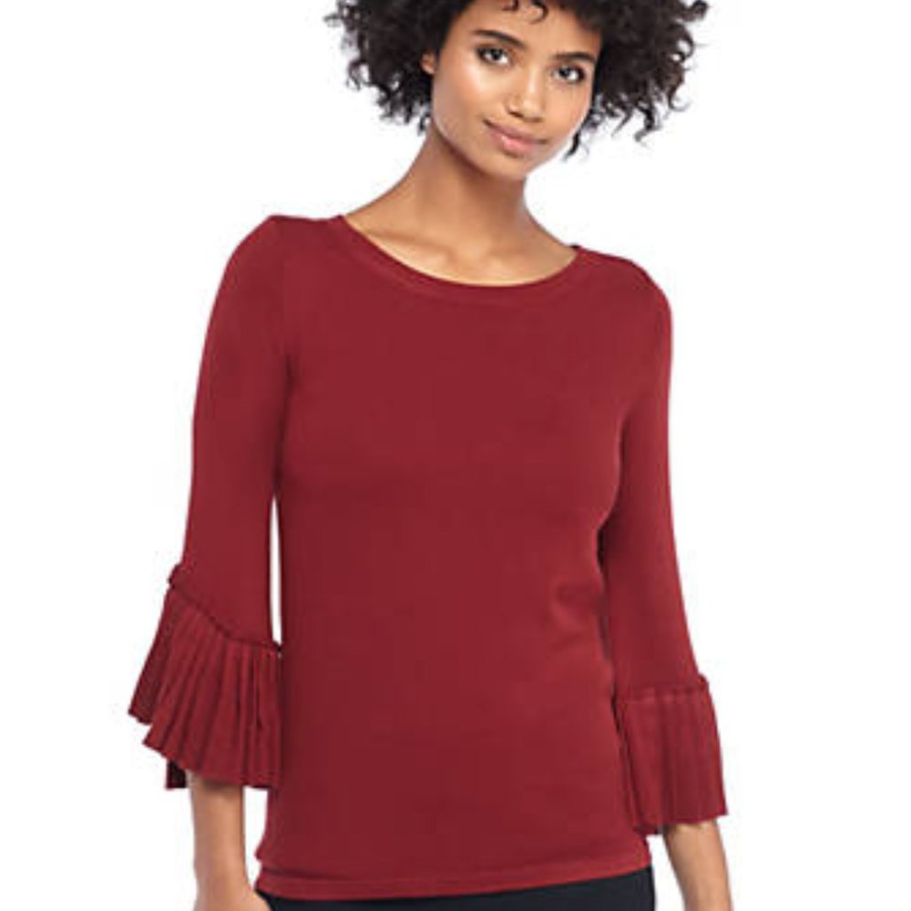 THE LIMITED Boat Neck Pleat Sleeve Sweater, Merlot